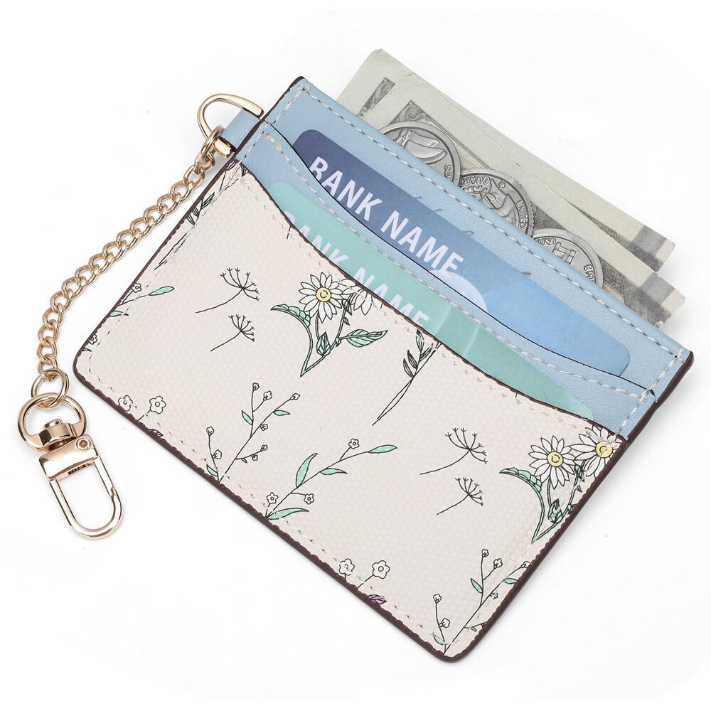 5673 Slim Card Holder Cute Compact Wallet with Keychain